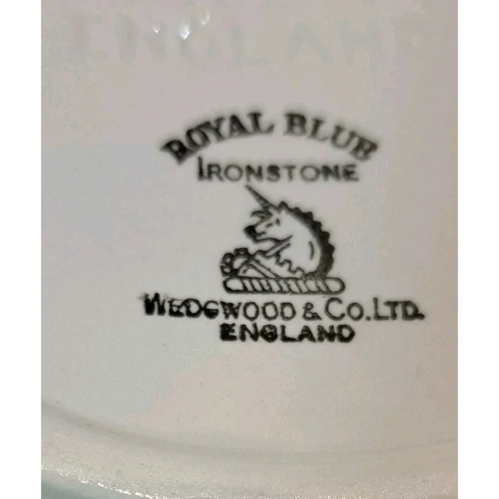 Vtg Royal Blue Ironstone Wedgwood SUGAR BOWL WITH LID, Made in England